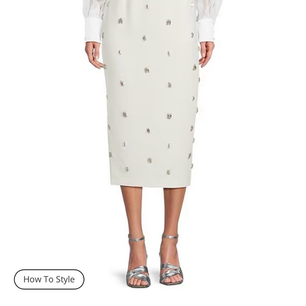 ANTONIO MELANI Cream Embellished Pencil Skirt